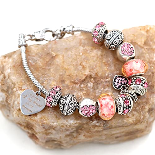 Uloveido Women's Snake Charm Love Crystal Strand Beaded Bangle Bracelet - A Piece of My Heart is in Heaven Memorial Gifts3