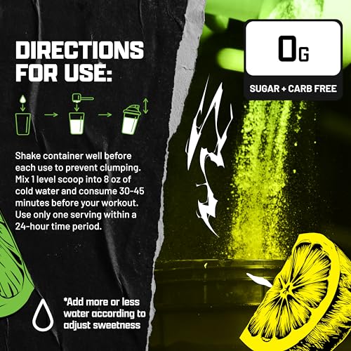 Image of Outrage Ultra HIGH STIM Pre-Workout Powder for Men | 400mg Caffeine, L-Citrulline, Beta-Alanine, Creatine | Extreme Energy, Focus, Strength & Endurance (30 Servings, Lemon Lime)