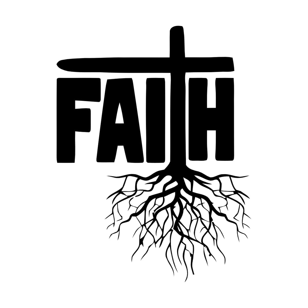 Lettering Decals 基督教圣经引文 Faith 51x67.1cm Easy Installation Black
