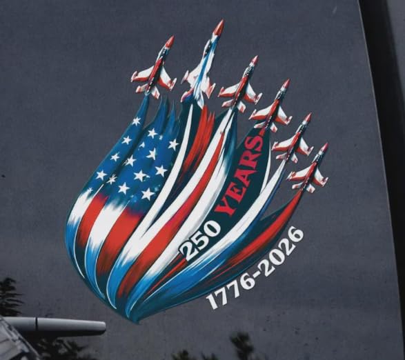 2Pcs 250th Anniversary USA Car Decal Sticker America 250 Merchandise Vinyl Decals USA 250th Anniversary Patriotic Stickers 4th of July 17762026 Vinyl for Car Truck Window Laptop (0096)