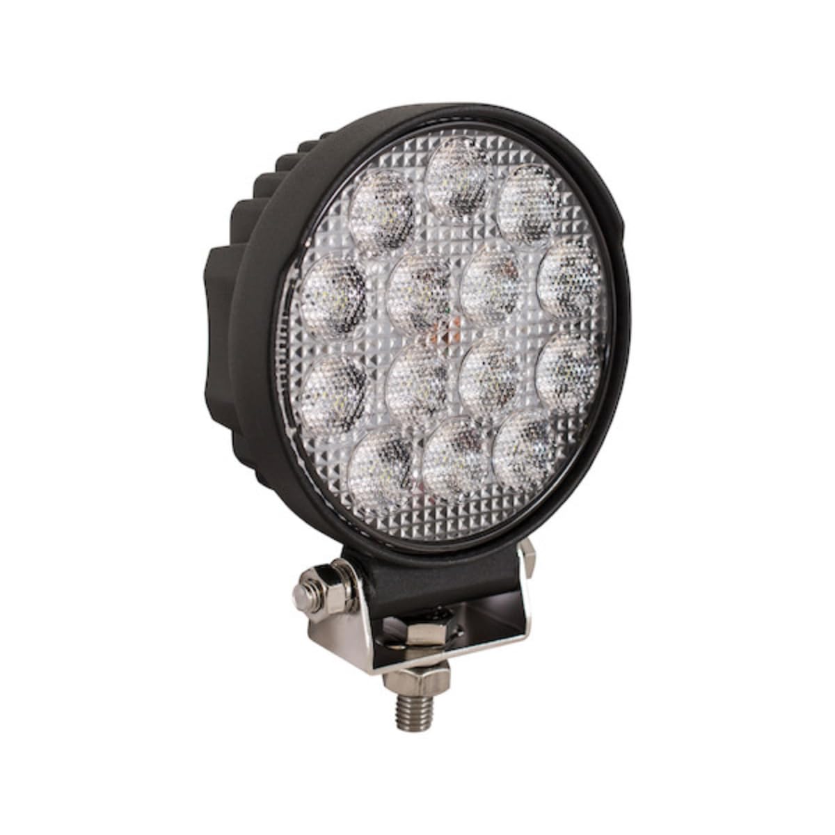 Buyers Products 1492127 5" Round Ultra Bright LED Flood Light, 14 LEDs, 3,780 Lumens, 18" Lead w/Blunt Cut Connection & Stud Mount Base, Bright Work
