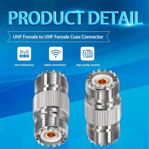 Adaptador coaxial UHF PL259 SO239 hembra x2 miniatura 3