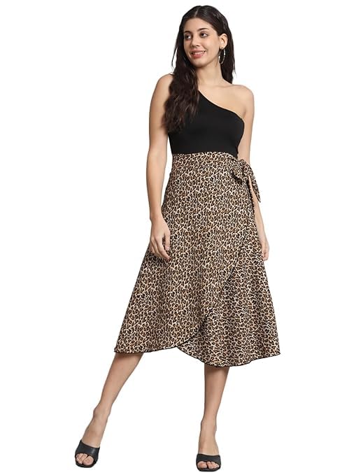 BODYFIGURE Women's Midi Textured Print Wrap Around Skirt | Women Wear Midi Skirt-picture-24