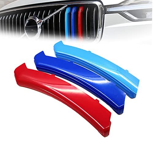 Image of SANRILY M-Colored Grille Insert Trims Compatible with Volvo XC90 LCI Front Grill 2020-UP Front Center Kidney Grilles Tri Color for Volvo 2nd Gen Grille Decoration Covers