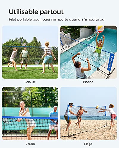 SONGMICS 3 m Filet de Badminton, Poteaux Réglables en Hauteur – vue 5