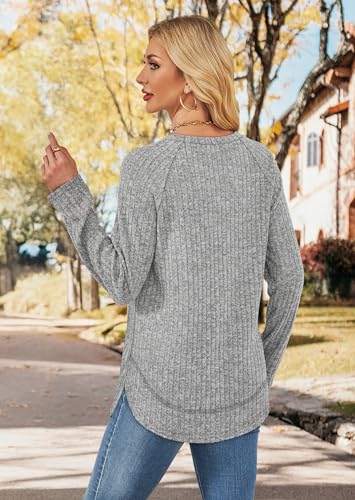 WIHOLL Long Sleeve Shirts for Women Fall Sweaters 2025 Lightweight Casual Tunic Tops Loose Fit Winter Clothing S-2XL