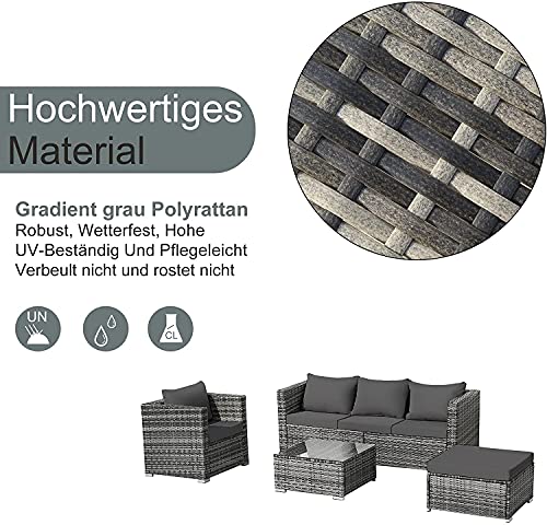 Garten Lounge Set Polyrattan Sitzgruppe für 5 Personen Gartenmöbel-Set mit Tisch, inkl. Sitzkissen für Garten Balkon… – Bild 6