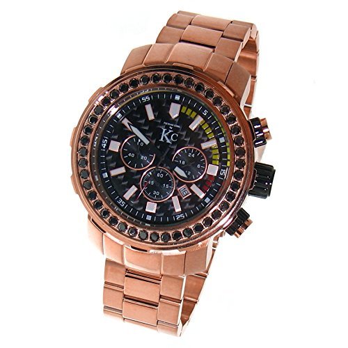 Techno com by KcMen Techno Com Kc 48mm Wee Genuine 4.50ct Black Large Diamonds Rg Face Watch