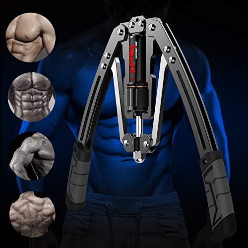 Adjustable Hydraulic Power Twister Arm Exerciser 22-440lbs Home Chest Expander Muscle Shoulder Training Fitness Equipment Arm Enhanced Exercise Strengthener Grip Bar Abdominal Builder (Grey)