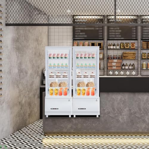 Image of 3.4 Cu.Ft Countertop Display Refrigerator with LED Lighting | Double Glass Door,Digital Control, Adjustable Shelves, Anti-Fog Ventilation & Auto Defrost for Bakery, Cafe, Restaurant
