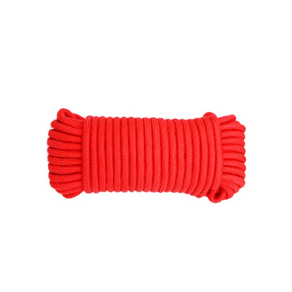 Himtop 30M Red Nylon R-ope 6MM Multi-functional Nylon Rope Cord Hanging String, Traction Tying Rope for Camping Outdoor Activities Garden Bundling Garage Clothesline