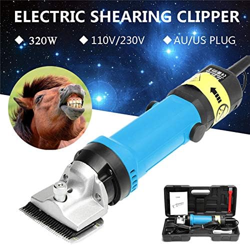 Hanchen Electric Horse Clipper 320W Equine Animals Shearing Machine Trimmer Shaver Clipper Hair Grooming Machine (110v, Blue)
