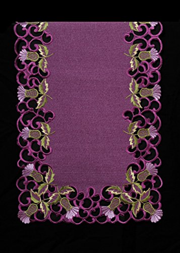 Table Runner in a Glencoe Thistle Design, Purple - Image 2