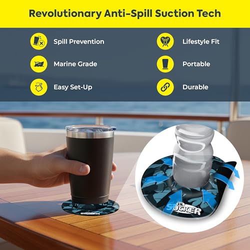 Image of Lil Sucker Suction Cup Holder - Universal Drink Holder for Paddle Board, Kayak, ATV & Boat - Clip-On Coffee, Anti-Spill - Fish Themed Pack of 2