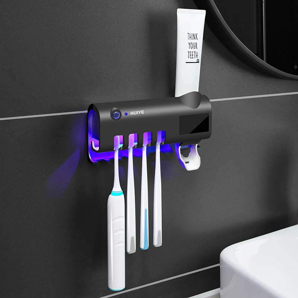 TJH Sterilizzatore per spazzolino da Denti Intelligente, sterilizzazione UV, mensola per dentifricio, Scatola di immagazzinaggio per Asciugatura spazzolino Elettrico a Parete