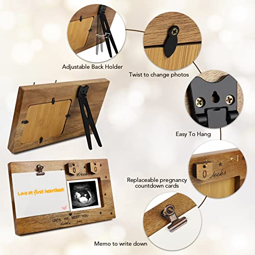 Acelist Baby Ultrasound Picture Frames, Sonogram Picture Frame, Pregnancy Announcement, Mothers Day Gifts For First Time Mom, 4X3''Photo Frame With Countdown Weeks,Gender Reveal Ideas, Nursery Decor #TOP2