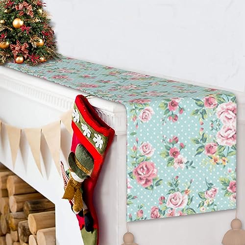Chemin de table de Noël anti-plis de 152 cm avec pompons pour fêtes - 7