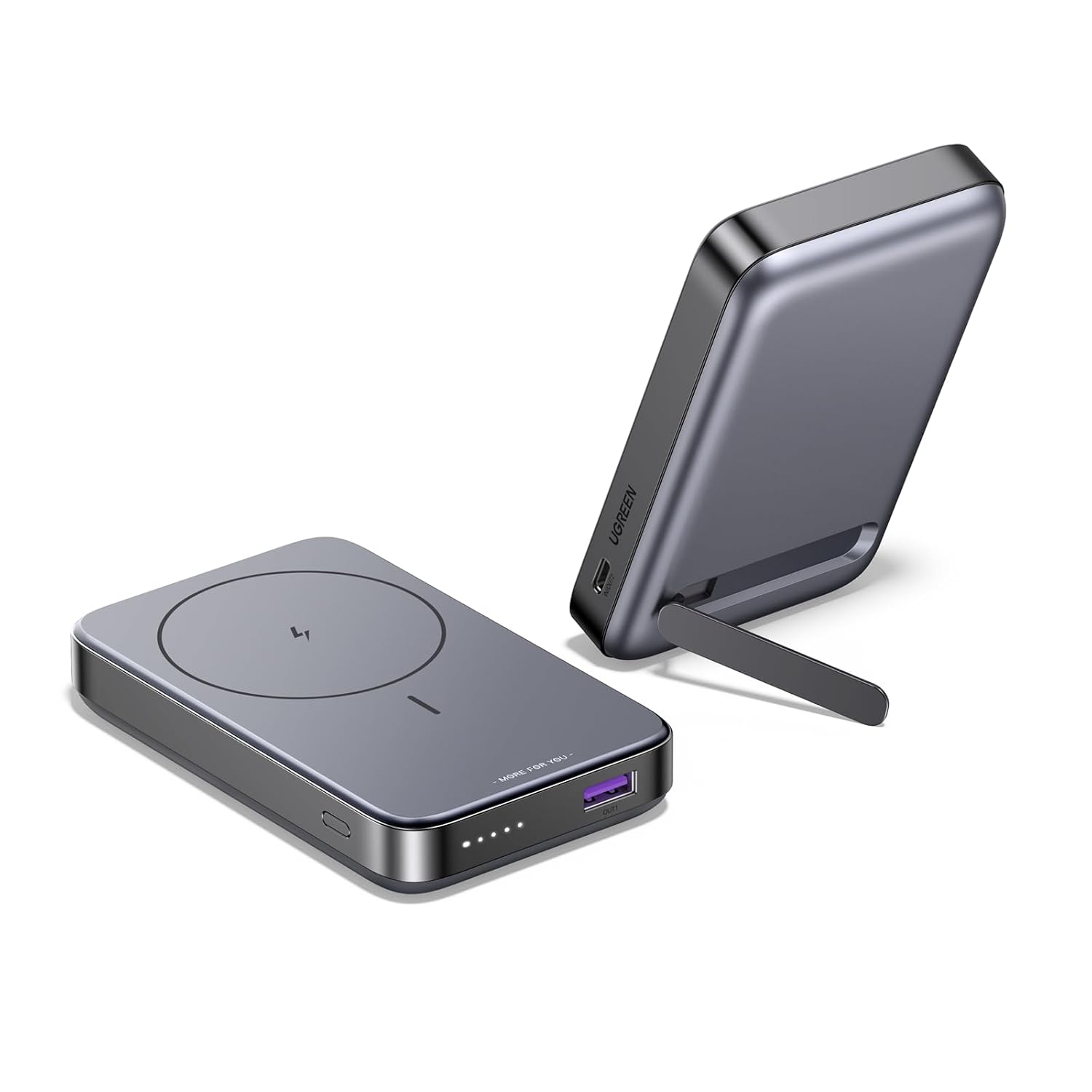 UGREEN PB206 Nexode Wireless Power Bank, 10000 mAh Magnetic Power Bank with USB-C Fast Charging Function, Wireless External Battery with Stand, Compatible with iPhone