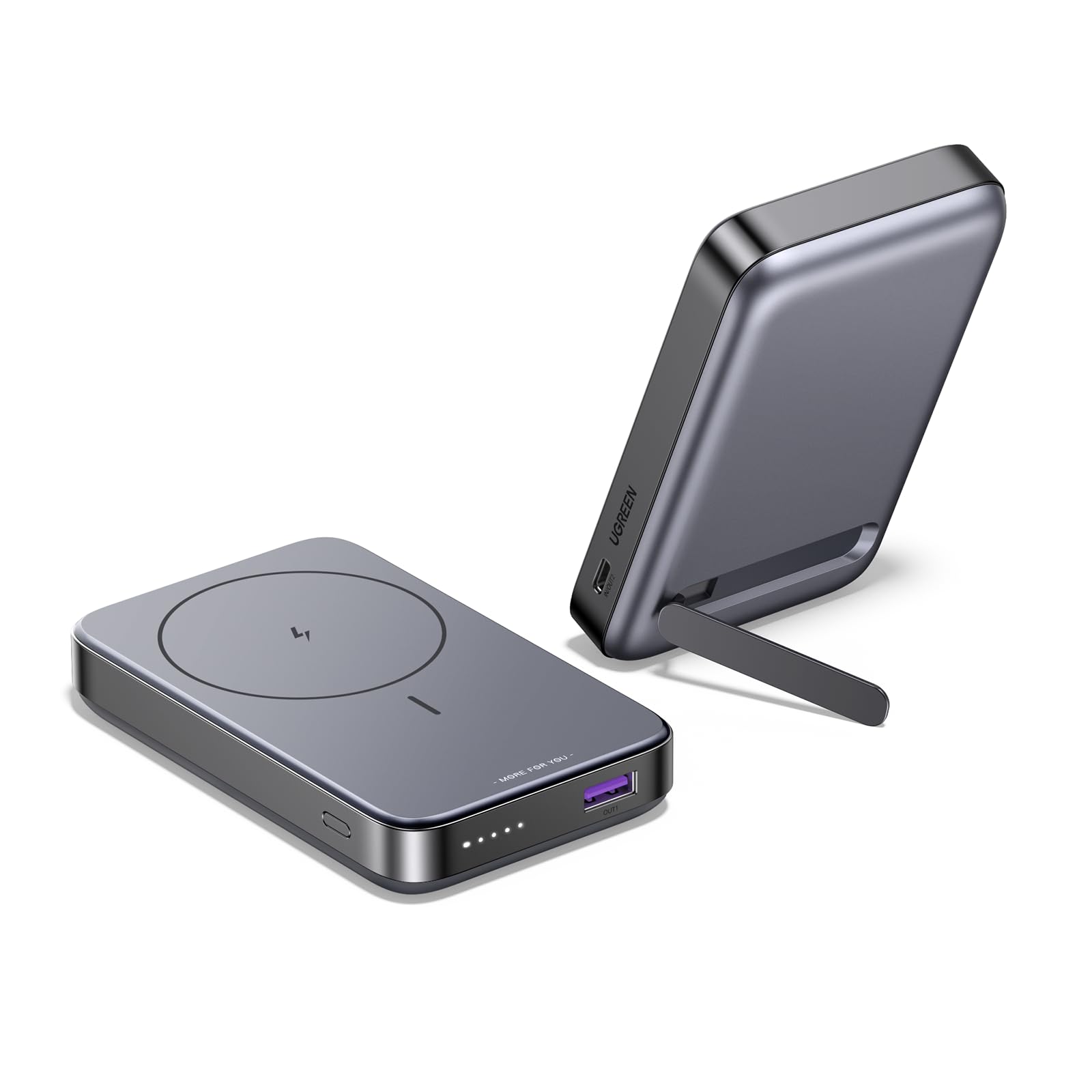 UGREEN PB206 Nexode Wireless Power Bank, 10000 mAh Magnetic Power Bank with USB-C Fast Charging Function, Wireless External Battery with Stand, Compatible with iPhone