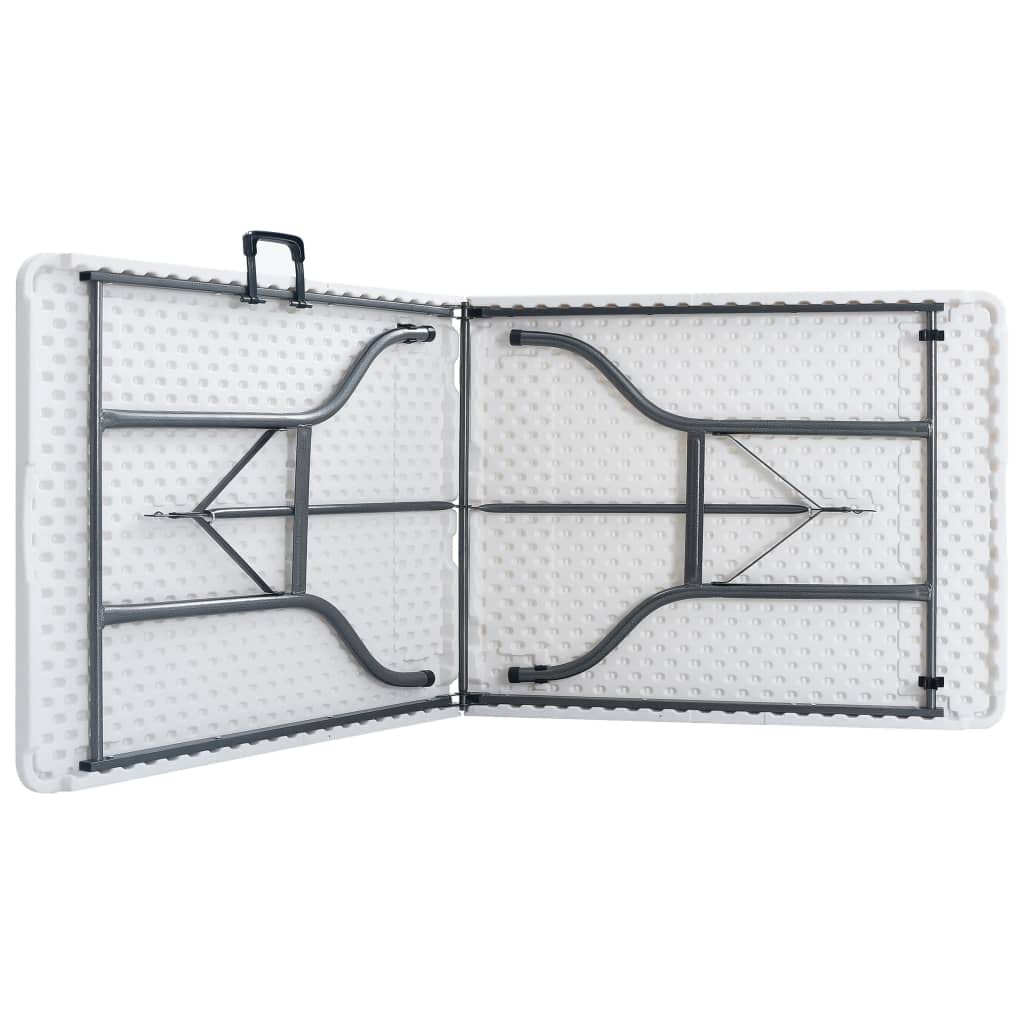 Stół ogrodowy, składany, biały, stelaż stalowy HDPE, 180 x 72 x 72 cm, z uchwytem do noszenia, odporny na warunki atmosferyczne i stabilny, na balkon, taras, kemping i do aktywności na