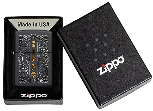 Zippo encendedor de bolsillo negro mate con logo miniatura 6