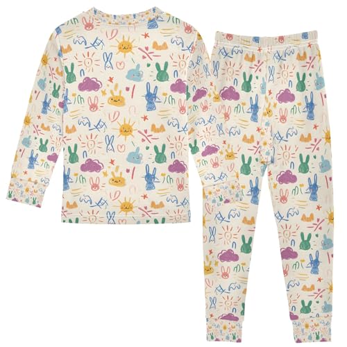 senya Cute Childish Graffiti Aa Pajamas Set Long Sleeve Soft Cotton Sleepwear 2 Piece2