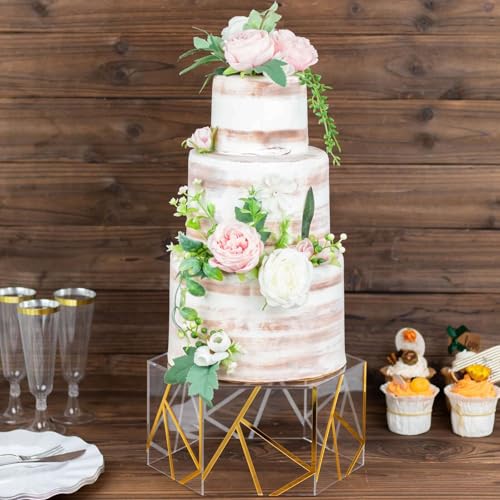 Efavormart PROP_BOX_001H_10_CLGD Efavormart 10 Inchx5 Inch Clear/Gold Acrylic Transparent Geometric Pedestal Riser Box, Hexagonal Cake Stand Display thumb #8