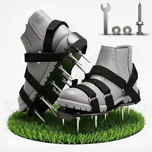 XICDAS Lawn Aerator Shoes for Grass, Pre-Assembled Aeration Shoes for Lawn with 26 Steel Spikes...