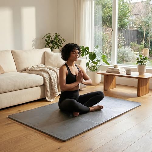 Image of BalanceFrom Puzzle Exercise Mat 1 /2 inch Thick, EVA Interlocking Foam Floor Tiles for Home Gym, Mat for Home Workout Equipment, Floor Padding for Kids, Gray, 24 in x 24 in x 1 /2 in, 48 Sq Ft - 12 Tiles | Tiles for Home Gym, Mat for Home Workout Equipment, Floor Padding for Kids, Gray, 24 in x 24 in x 1 /2 in, 48 Sq Ft - 12 Tiles