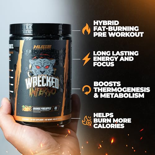 Image of Wrecked Inferno - Thermogenic Pre Workout For Men & Women, Increase Energy, Boost Thermogenesis & Metabolism, Enhance Exercise Performance - Contains L-Citrulline, L-Carnitine, Beta-Alanine & More