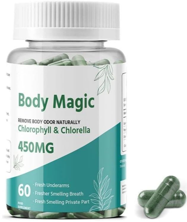 Body Magic Chlorophyll Capsules – Remove Body Odor Naturally – 60 Capsules 450 mg (Pack of 1) 60 Count (Pack of 1)