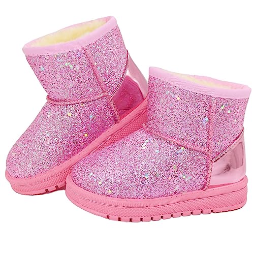 Girls Winter Boots Toddler Girl Boots Warm Sparkle Sequin Outdoor Non-Slip Snow Boot for Little kids - Main Image