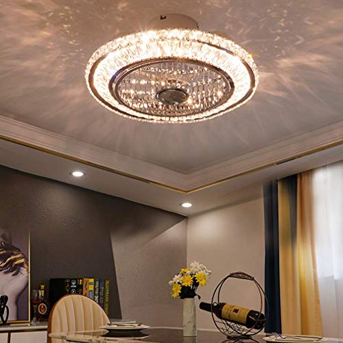 BBZZ Ventiladores de Techo con lámparas LED HKLY, sin Pasos Regulable con Control Remoto Invisible Ventilador de Techo de Cristal de luz de la lámpara de la Sala de Estar Habitación Salón de t.