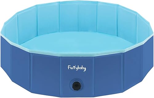Miniatura 40 de Furrybaby Piscina para perros, piscina para niños con placa dura, plegable para mascotas, piscina plegable para mascotas, portátil, verde, 32