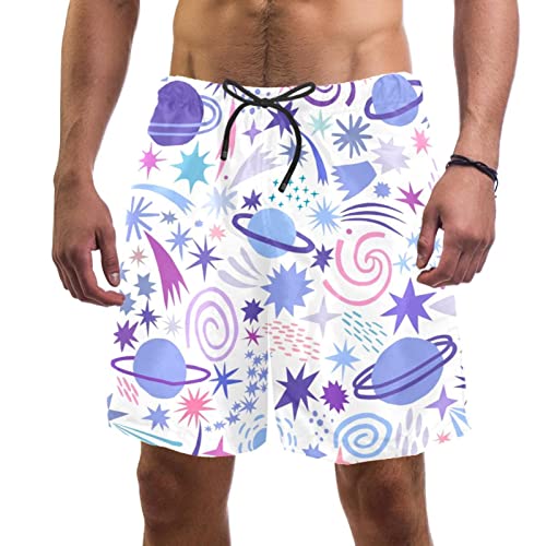 Short de plage pour hommes JDEZ confortable avec imprimé galaxie
