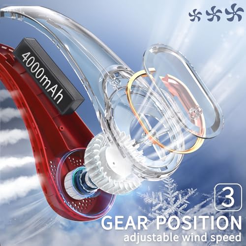 Image of FrSara Neck Fan, Portable Fan Strong Wind, Upgraded 4000mAh, 360 Cooling | Upgraded Air Volume, Quiet, No Hair Twisting, Even Air Volume On Both Sides, Non-Slip Material, Short Charging, Long Use Time
