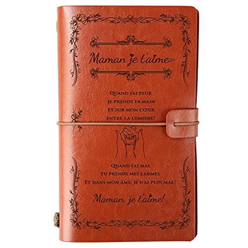 Funnli Cadeau Fete des Meres, à Ma Maman Carnet de Voyage en Cuir, Idee Cadeau Anniversaire Fête des Mères pour Maman, Cuir Journal de Notes de 140 Pages (Maman) Cover