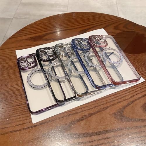 Étui iPhone 12 Pro Max magnétique paillettes violet coque transparent Magsafe - 2