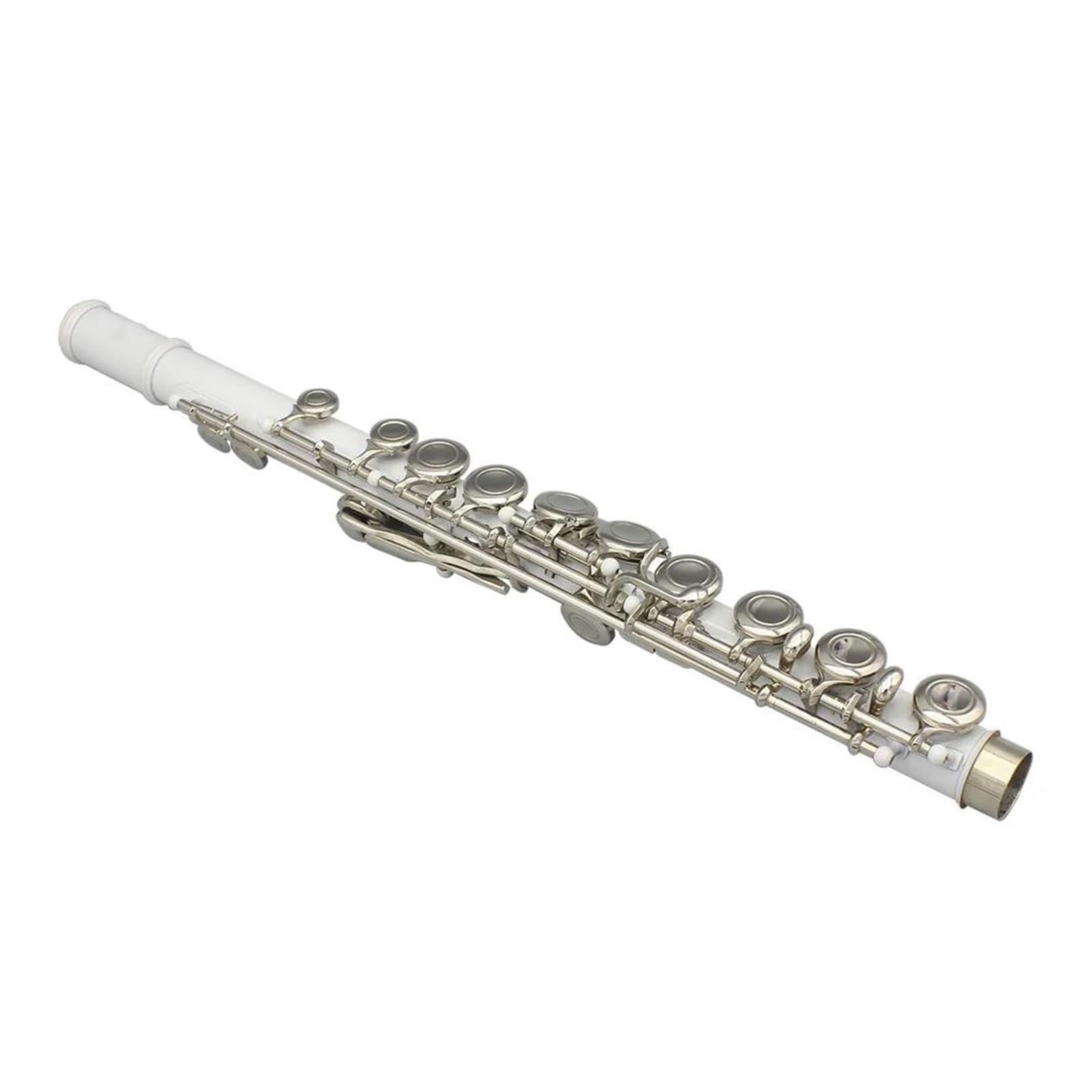 Flûte Traversière 16 Trous En Do Instrument Professionnel Blanc Livrée Avec Étui Baguettes Gants Et Pièces Flûte Pour Adultes