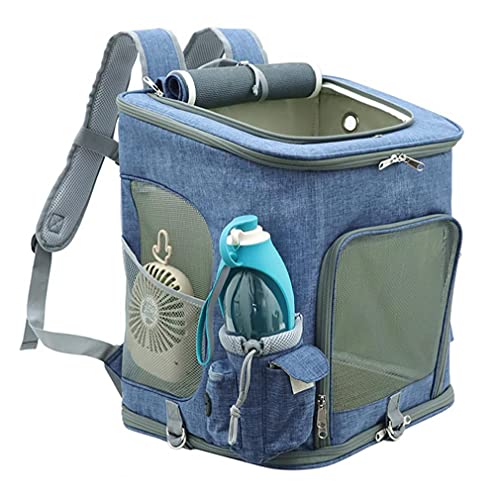 Naisedier Mochila portadora de Mascotas Transpirable portátil de Gato portátil de Malla Portador de Viaje Bolsa de Hombro de Malla Transpirable Azul Cover