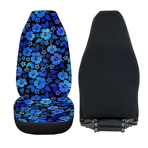 Brosoneto Hawaiian Hibiscus Front Seat Covers for Cars Trucks SUV Blue Floral Tropical Flower 2-Pack Car Seat Covers Auto Interior Covers for Truck Van SUV by Brosoneto - Used condition - Image 3