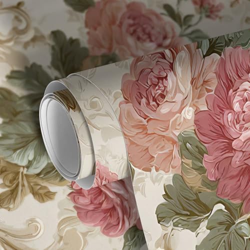 Image of PAPER PLANE DESIGN Vintage Floral Vinyl Self Adhesive Wallpaper Peel & Stick, Waterproof, Stain-Proof | 16 in X 90 in, Decor for Bedroom, Hallway, Living Room (B)