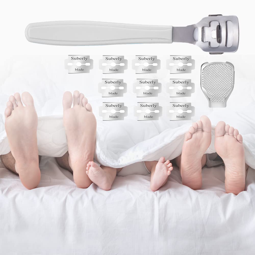 Cuchillas Para Callos de Acero Inoxidable, Eliminador Profesional de Callos y Callosidades, con Lima de Pies y 10 Cuchillas, para Pedicura