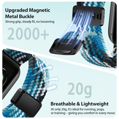 Image of Tobfit Stretchy Nylon Braided Band for Redmi Watch 6 /Redmi Watch5 /4 & Xiaomi Smart Band 8 Pro /9 Pro - Breathable, Adjustable Quick-Release Replacement Strap