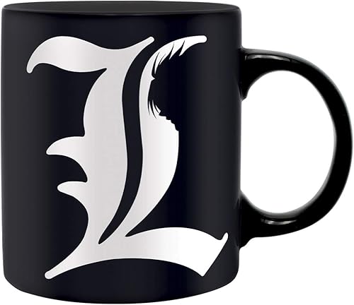 ABYSTYLE Taza de café de cerámica de 11 onzas con el emblema de L's Emblem y The Death Note Rules Anime Manga Drinkware Home Essential Gift apto