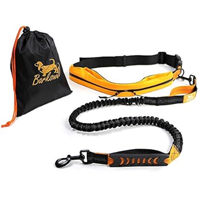 Barkswell Hands Free Running Dog Lead - Dog Walking Belt Reflective with Integrated Pouch - Up to 60 Kg - Great for Handsfree Running, Jogging or Walking
