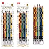 Pre Sharpened HB Harry-Potter Graphite Pencils - Engaging House-Themed Designs with Eraser Tips - Pencils for Writing, Drawing & Sketching - Ideal for Office and Home - 6 Pcs x 2 Pack