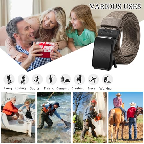 Image of LionVII Mens Belt Ratchet Stretch, Work Belt for Men Elastic Slide with Automatic Buckle for golf, Adjustable to Fit 28-49 inch Waist