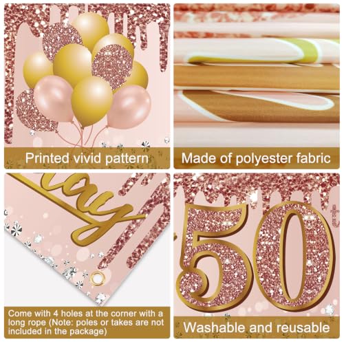 Image of Excelloon 50th Birthday Banner Decorations for Women