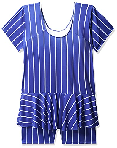 Image of I-SWIM LADIES COSTUME IS-105 ROYAL /WHITE LINES SIZE 4XL WITH GOGGLES SILICON JOINTLESS WITH BOX BLACK